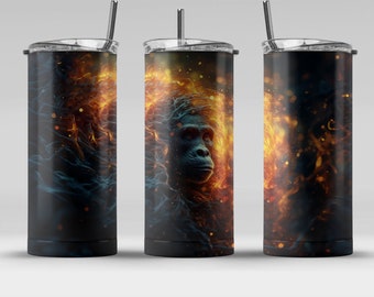 lighted chimp (1) 20 oz Skinny Tumbler Sublimation Design, Straight & Tapered Wrap, Tumbler Wrap, Tumbler PNG, Instant Download