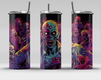 Zombie Invasion 20 oz Skinny Tumbler Sublimation Design, Straight & Tapered Wrap, Tumbler Wrap, Tumbler PNG, Instant Download