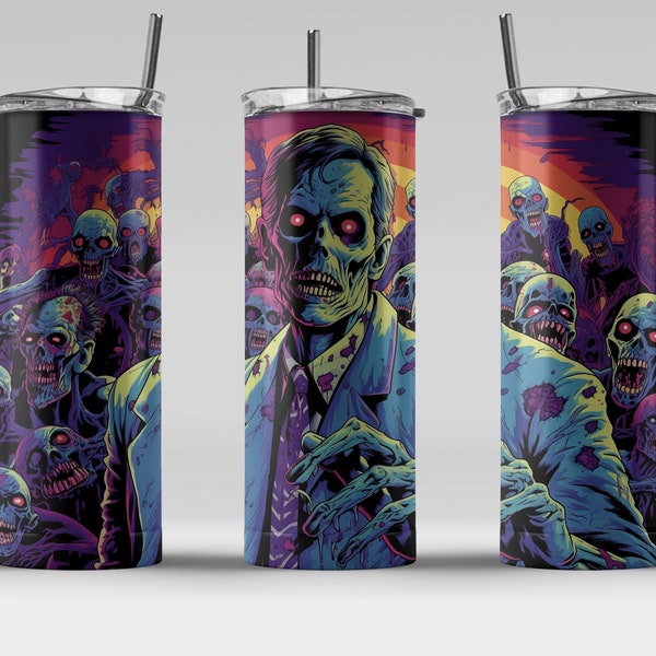 Zombie Invasion 20 oz Skinny Tumbler Sublimation Design, Straight & Tapered Wrap, Tumbler Wrap, Tumbler PNG, Instant Download