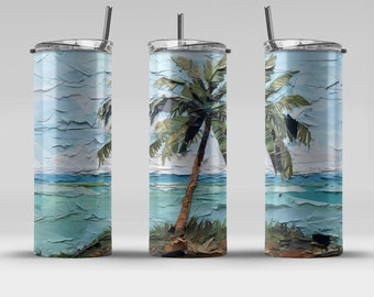 torn paper palm (3) 20 oz Skinny Tumbler Sublimation Design, Straight & Tapered Wrap, Tumbler Wrap, Tumbler PNG, Instant Download