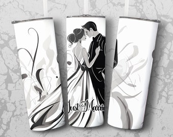 just married 20 oz Skinny Tumbler Sublimation Design, Straight & Tapered Wrap, Tumbler Wrap, Tumbler PNG, Instant Download