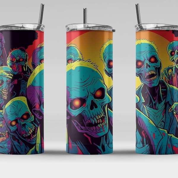 Zombie Invasion 20 oz Skinny Tumbler Sublimation Design, Straight & Tapered Wrap, Tumbler Wrap, Tumbler PNG, Instant Download