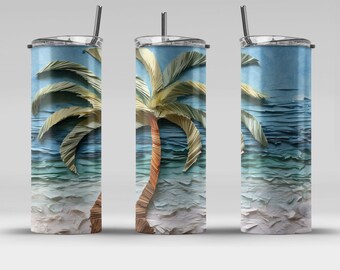 torn paper palm (4) 20 oz Skinny Tumbler Sublimation Design, Straight & Tapered Wrap, Tumbler Wrap, Tumbler PNG, Instant Download