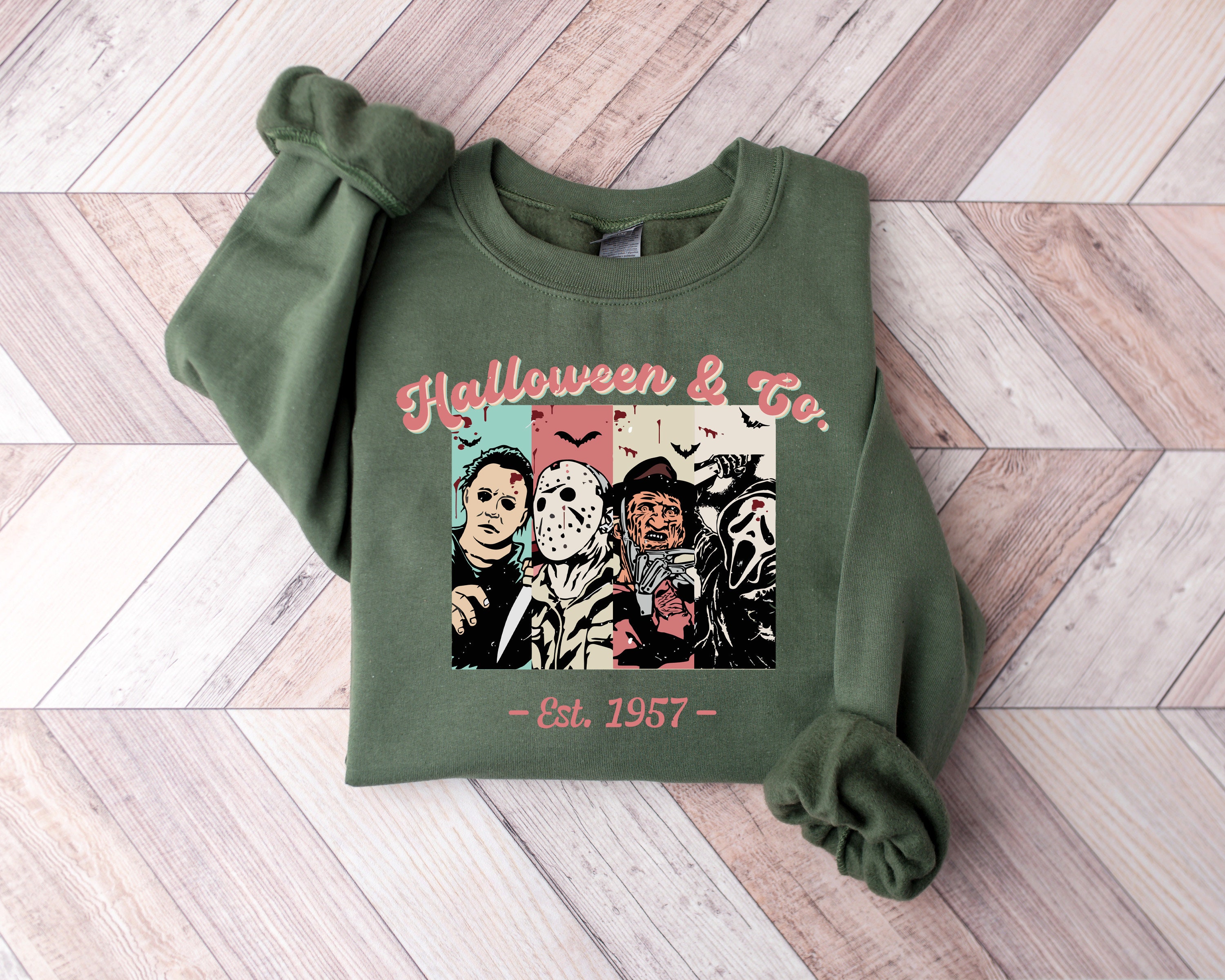 Discover Retro Halloween Co Sweatshirt, Halloween Horror Movie Characters Sweatshirt, Scary Movie Characters Shirt, Halloween Gift,Halloween Crewneck