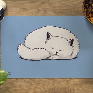 Dreamy Cat Nap - Pet Placemat - Waterproof - Versatile For Cats & Dogs - 16&quot;x10&quot;