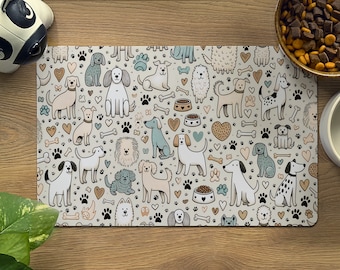 Doggy Doodle Delight - Pet Placemat - Waterproof - Versatile For Cats & Dogs - 16"X10"