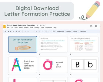 Handwriting Practice: Digital Download Letter Formation Practice Google Slides Visual/Teaching Tool