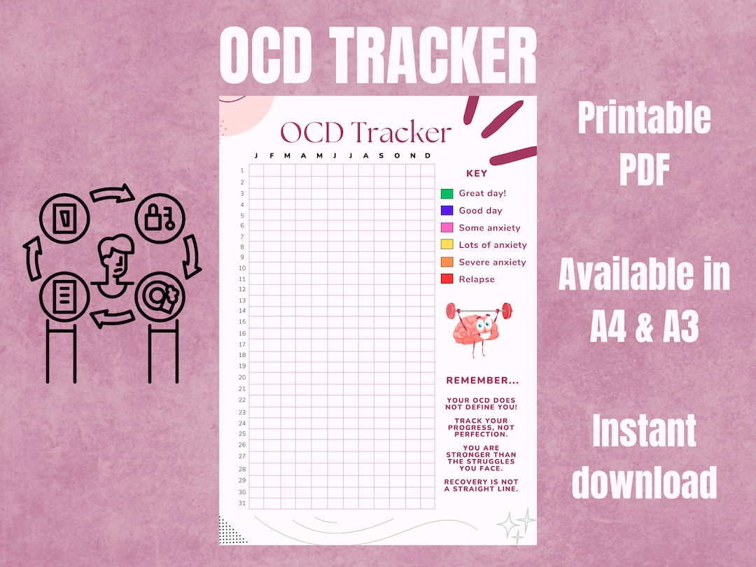 OCD Tracker Chart Printable Daily Mood Tracker and - Etsy