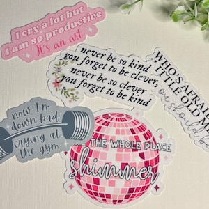 TS Lyric Sticker Pack – Who&#39;s Afraid of Me?, Down Bad, I Cry A Lot, Make the Place Shimmer, Never Be So Kind • Vinyl Decals