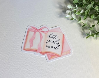 Hot Girls Read Sticker | Book Club | Reading Stickers | Kindle Accessories | Gift for Her | Pink Bow Decal | Cute | Book Journal | Bookish