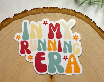 In My Running Era Sticker | Cute, Colorful, Girly Runner Decals | Retro Stickers for Women Athletes | Water Bottles & Laptops | Waterproof