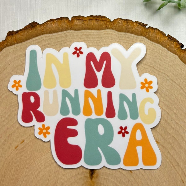 In My Running Era Sticker | Cute, Colorful, Girly Runner Decals | Retro Stickers for Women Athletes | Water Bottles & Laptops | Waterproof
