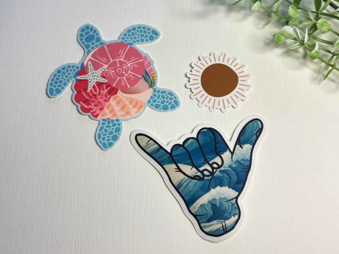 Summer Sticker Pack | Cute Turtle Sticker | Ocean | Surf | Beach | Sea ...