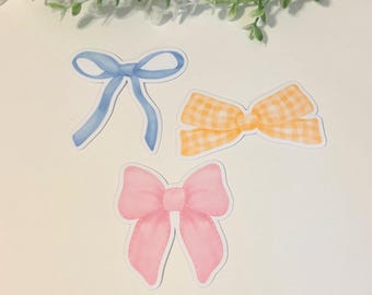 Bow Sticker Pack | Coquette | Cute Dainty | Soft Girl Era | Trendy Girly | Kindle Accessories | Preppy | Pink, Blue, Yellow | Gift for Her