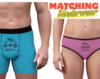 Matching Gamer Couple Underwear: Blue & Pink - Joystick Design, Funny Gift for Geek Gamers - Valentine's Day Must-Have! Matching couple wear