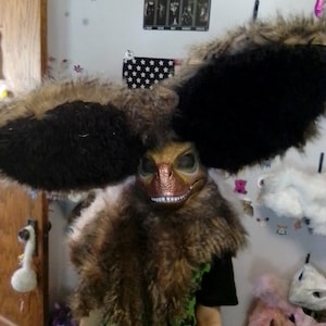 Raptor Dino Mask Painted, Furred, with Huge Ears