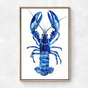 Aquarelverf - Blauwe kreeft - Decoratieve poster - Illustratie reproductie - Poster - Art Print