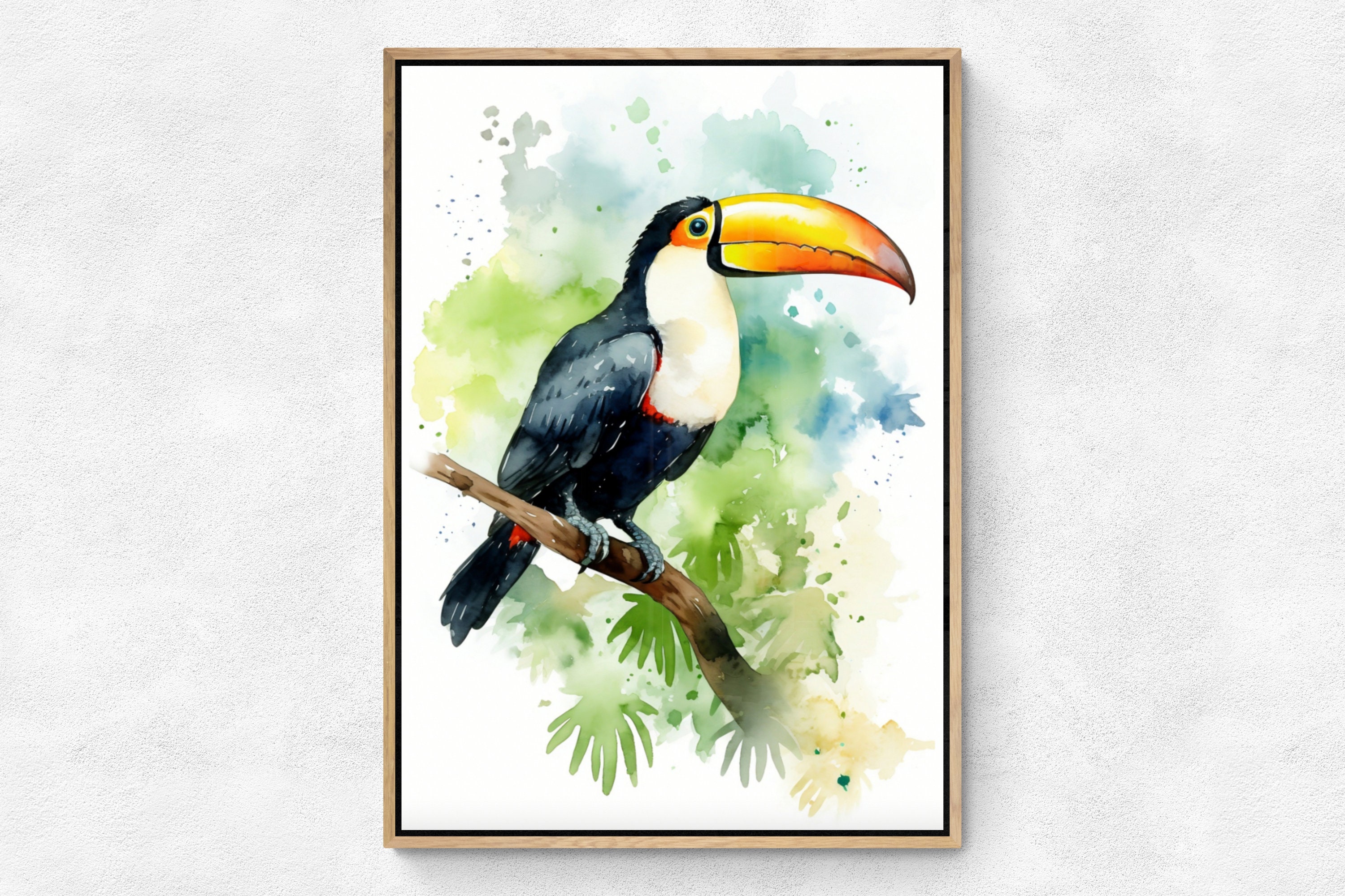 水彩画 - オオハシ鳥 - 装飾ポスター - イラスト複製 - ポスター