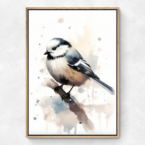 Pintura de acuarela - Pájaro carbonero (v.2) - Póster decorativo - Reproducción de ilustración - Póster - Lámina artística