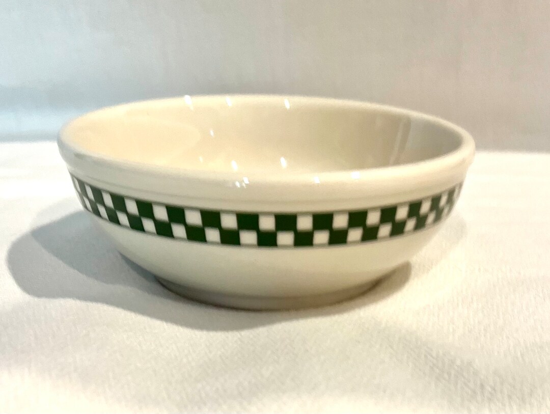 Homer Laughlin Green Checkers Soup Bowl Etsy