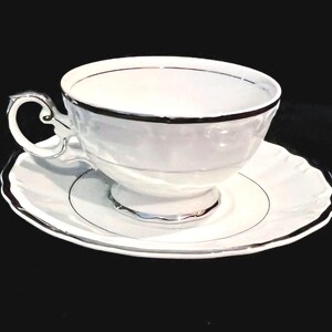 Mid Century modern elegance Harmony House Silver Sonata cup and saucer
