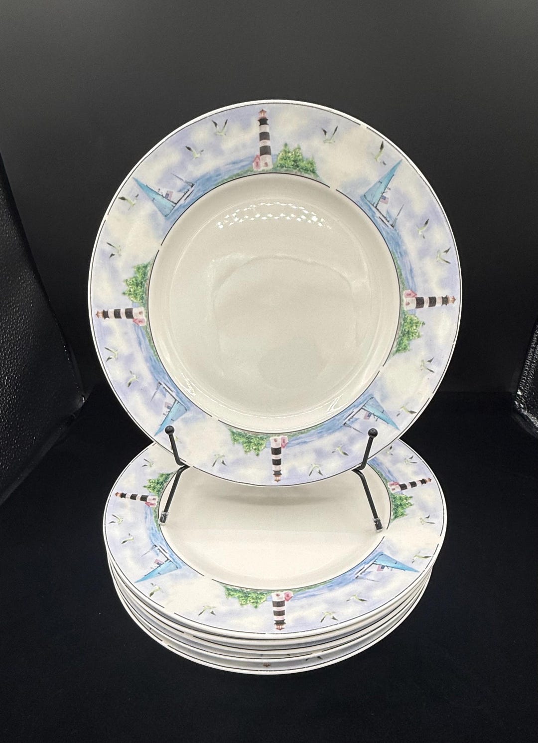 Set of 6 Thompson Pottery Lighthouse 10.5