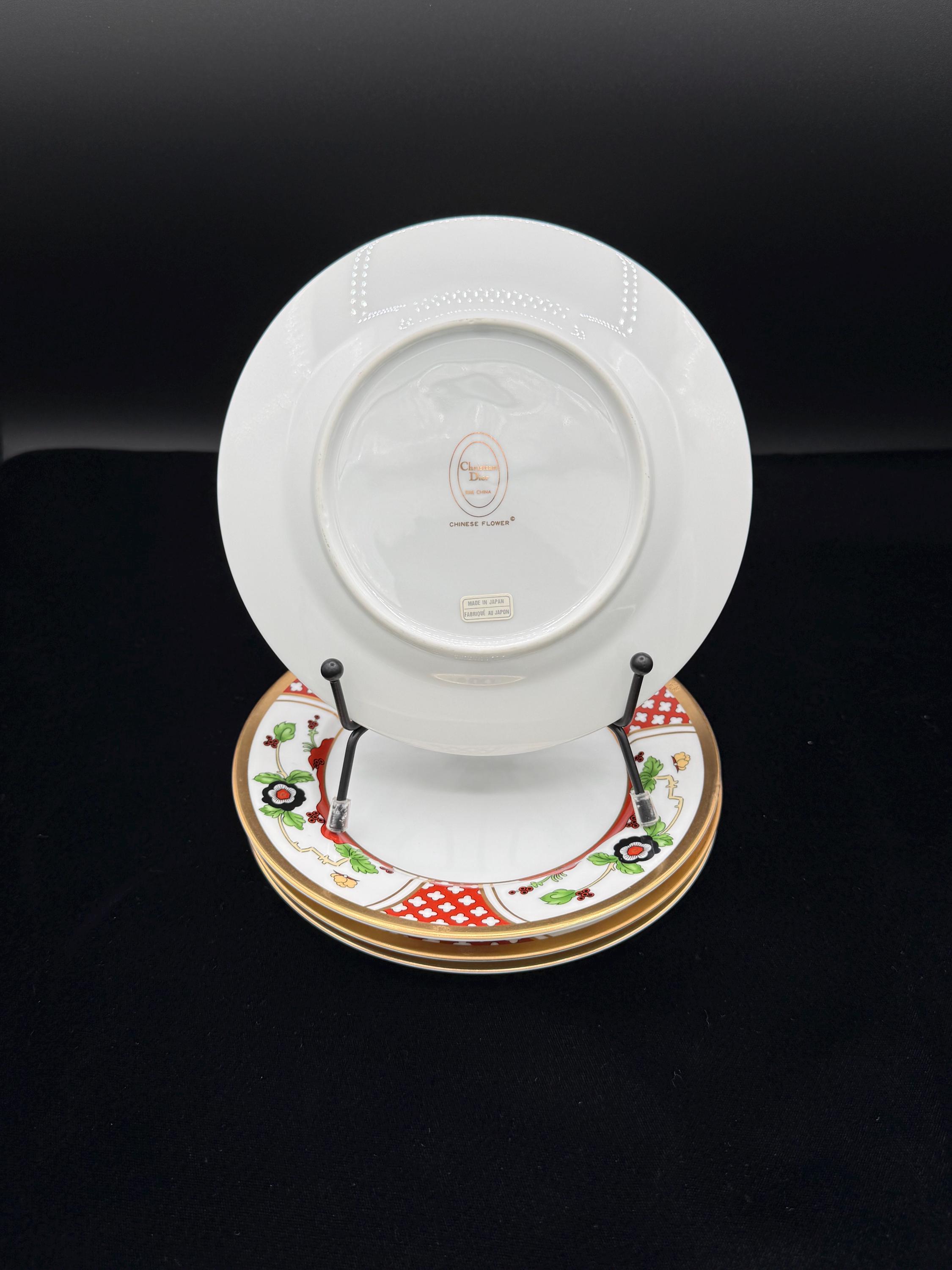 Vintage Christian Dior Bread Plates: 1990s Chinese Flowers, Set of