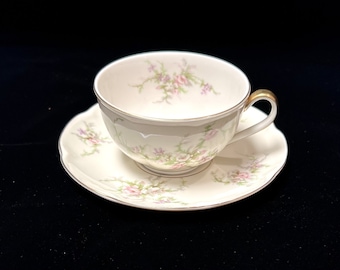 Theodore Haviland Rosalinde Elegant Pink Rose Antique Cup and