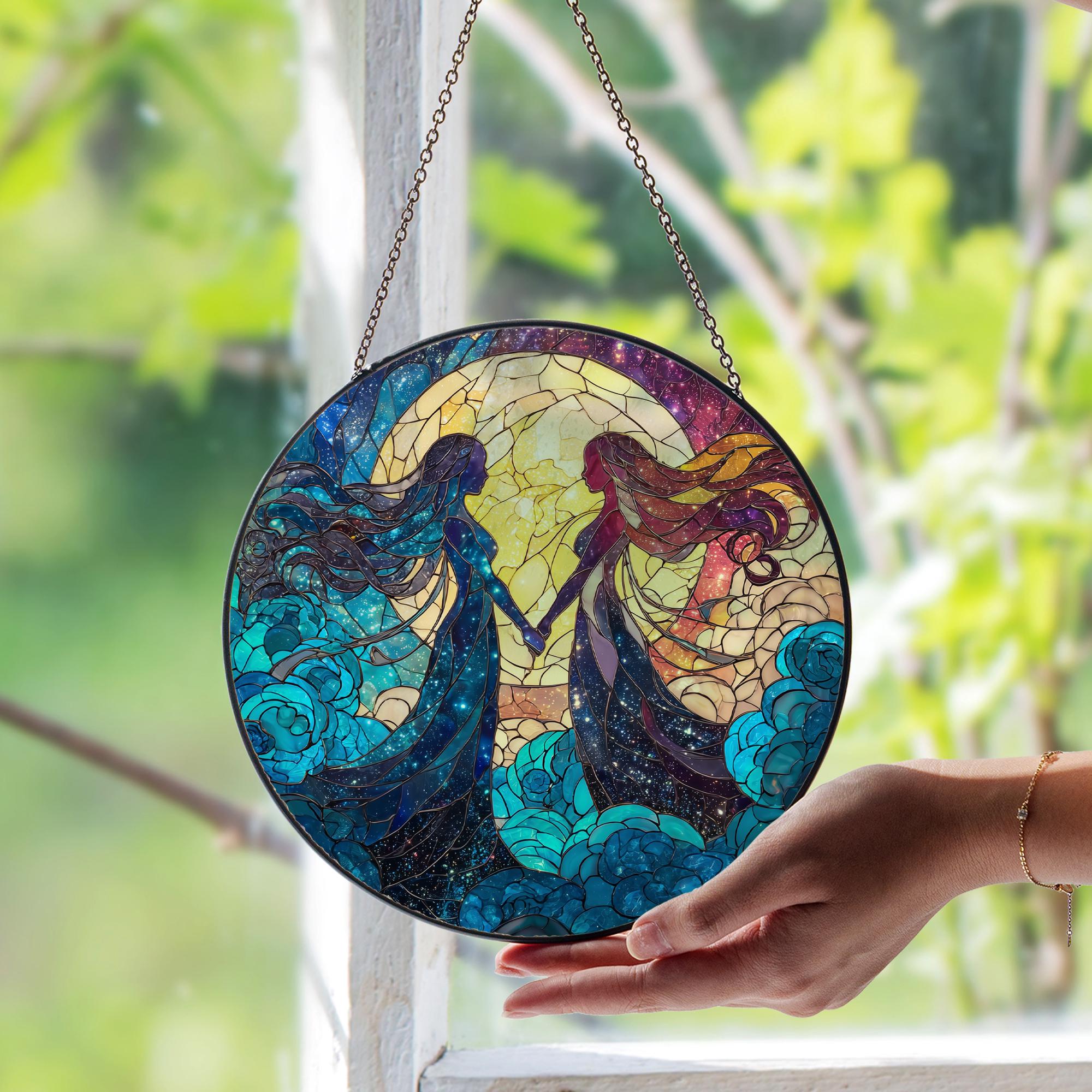 Gemini Zodiac Stained Glass Window Suncatcher – Astrology Glass