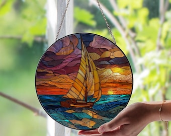 帆船のアートガラスの置物 - Etsy 日本