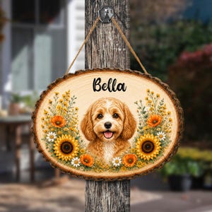 Letrero de madera personalizado de Cavapoo, decoración con el nombre de la mascota fallecida, arte mural conmemorativo para mascotas, placa de recuerdo del Puente Arcoíris, regalo para mamá y papá.