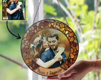 Custom Photo Stained Glass Window Suncatcher | Personalized Glass Art from Your Picture | Unique Gift | Pet, Wedding, Family Keepsake Gift