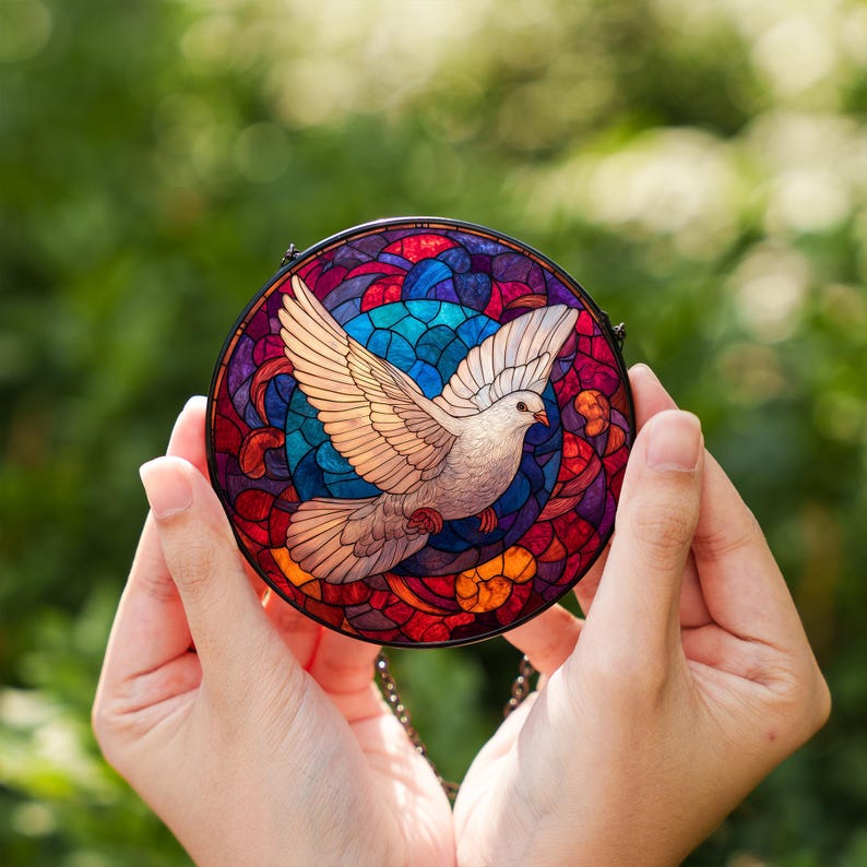 Peace Dove Stained Glass Window Suncatcher – Symbolic Bird Glass Sun ...