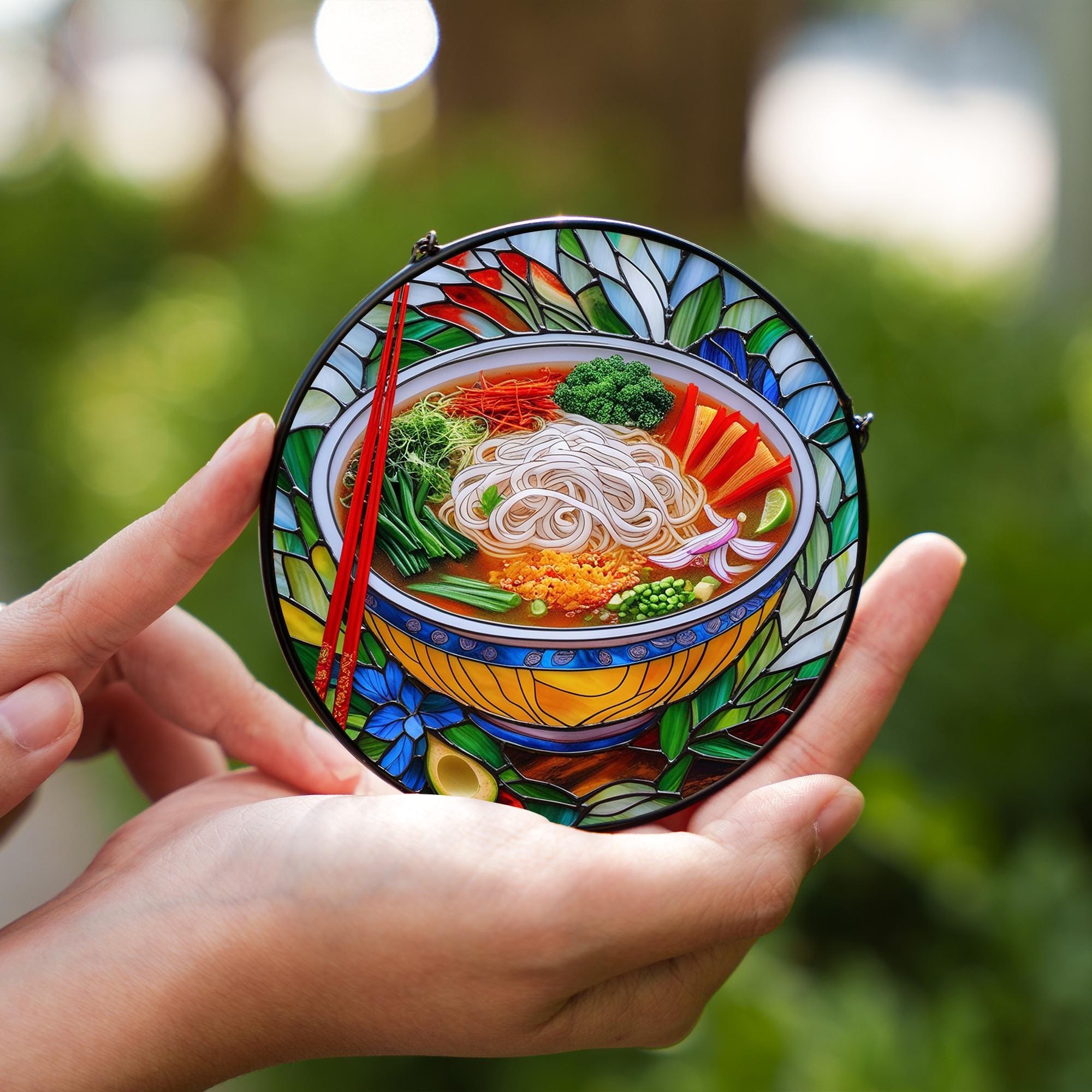 Vietnamese Pho Stained Glass Window Suncatcher – Whimsical Noodle