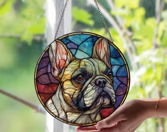フレンチブルドッグ：ステンドグラス風の窓掛け - Etsy 日本