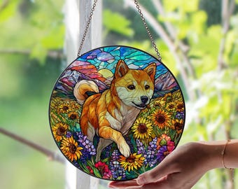 フェイクステンドグラス 柴犬 アクリルサンキャッチャー - Etsy 日本