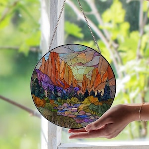 トロピカルサンセットステンドグラスウィンドウサンキャッチャー