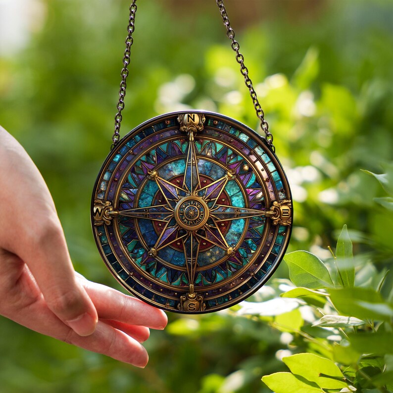 Compass Rose Glass Window Suncatcher – Custom Personalized Nautical ...