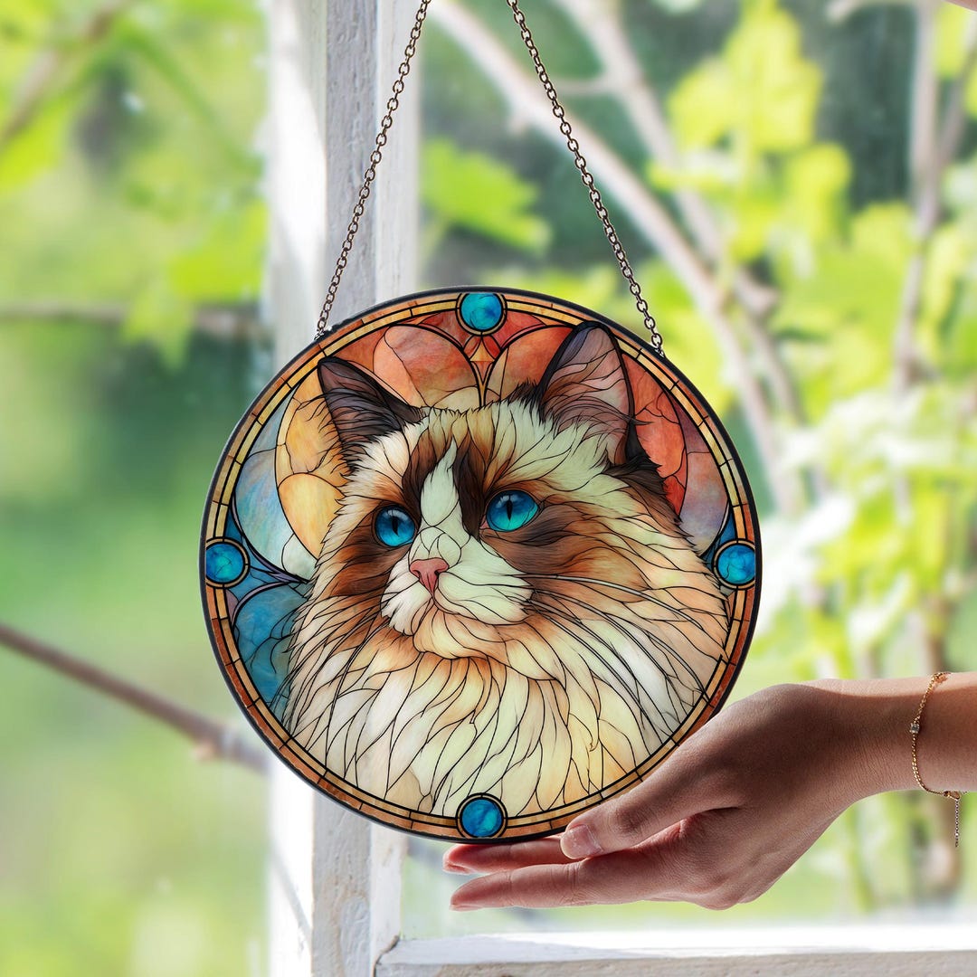 Ragdoll Cat Stained Glass Window Suncatcher, Custom Pet Memorial Gift ...