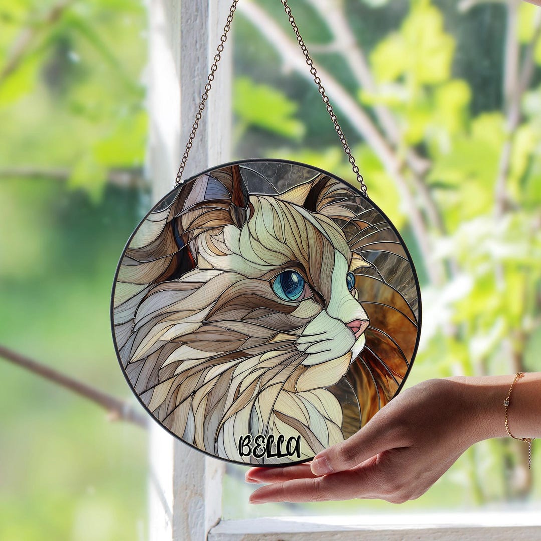 Personalized Ragdoll Cat Stained Glass Window Suncatcher, Custom Pet ...