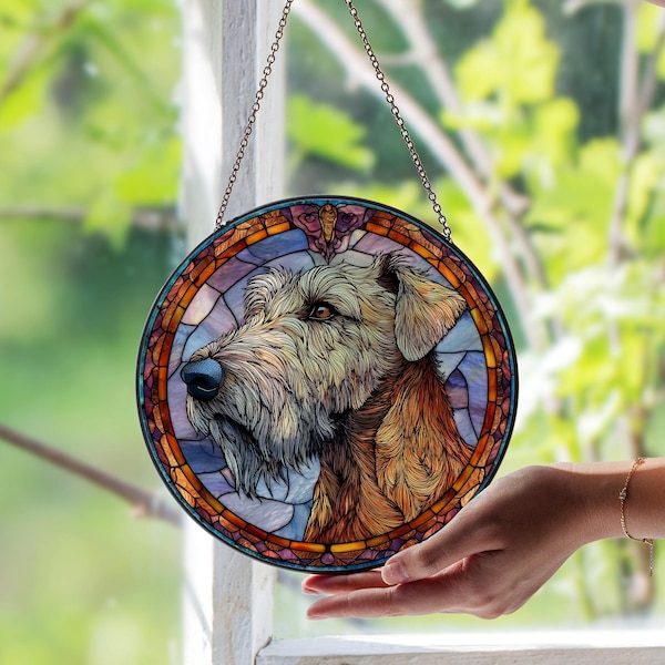 Acchiappasole in vetro colorato con levriero irlandese – Regalo personalizzato per amanti dei cani, divertente decorazione per la casa o la stanza, regalo commemorativo per animali domestici