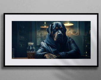 Rottweiler Respite - Descarga digital - Impresión de arte Rottweiler - Arte digital Rottweiler - Arte de pared Rottweiler imprimible