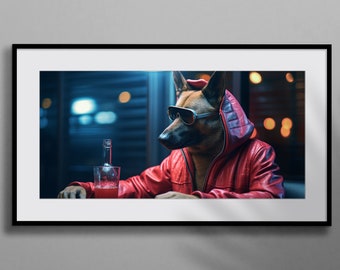 Cabina melancólica - Descarga digital - Impresión de arte belga Malinois - Arte digital belga Malinois - Arte de pared belga Malinois imprimible