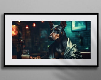High Class Hound - Digital Download - Doberman Pinscher art print - Doberman Pinscher artwork - Printable Doberman Pinscher wall art