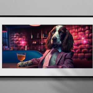 Spaniel Soirée - Digital Download - English Springer Spaniel art print - Printable English Springer Spaniel wall art