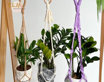 No Tassel Plant Holder, Macrame Plant Hanger, Hanging Plant No Fringe No Tail , Plant Pot Holder, Simple Minimalist Decor, Plant Lover Gifts