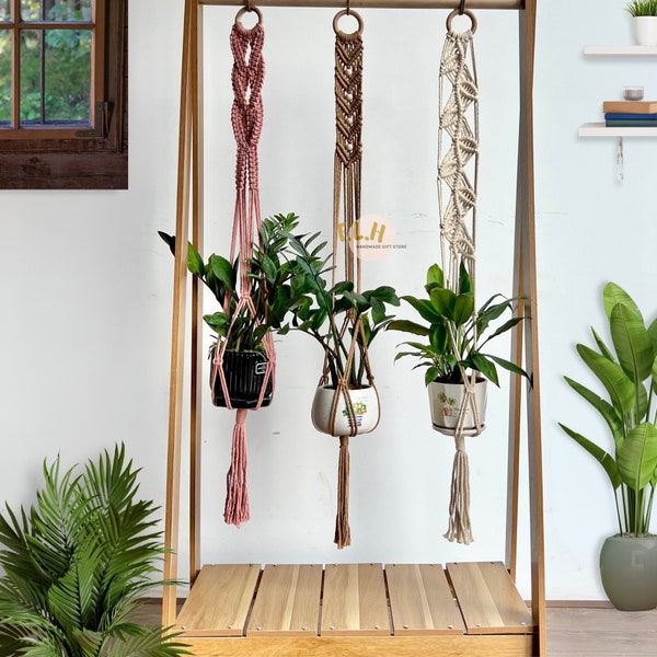 Macrame Tassel Plant Hanger, Boho Plant Holder With Tassel, Ceiling Planter, Plant Pot Hanging, Handmade Planter Wall Hanging, Garden Decor