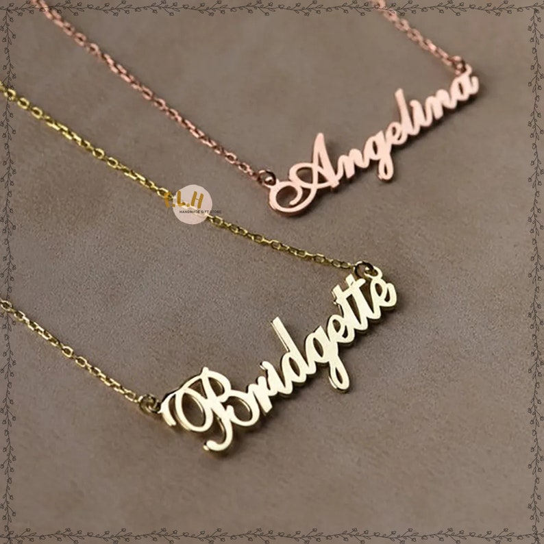 Signature Name Necklace, Personalized Nameplate Pendant, 18K Gold ...