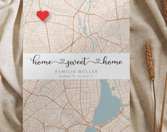Housewarming Gift for a House or Flat | Personalised Home Coordinates Poster | Gift for a Housewarming, Topping-Out Ceremony or House Build