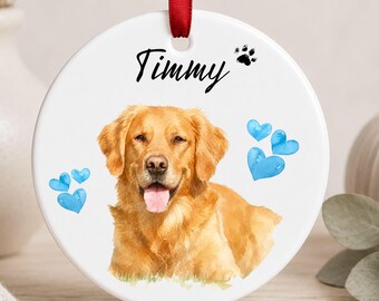 Personalized Dog Pet Ornament Watercolor, Ceramic Ornament with Photo Name & Custom Text, Gift for Dog Lovers